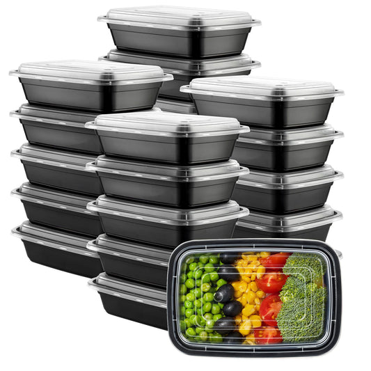 GUSTO [24 oz - 50 Count 1-Compartment Meal Prep Containers with Lids - Reusable, Microwaveable, Dishwasher & Freezer Safe, BPA-Free Food Storage…