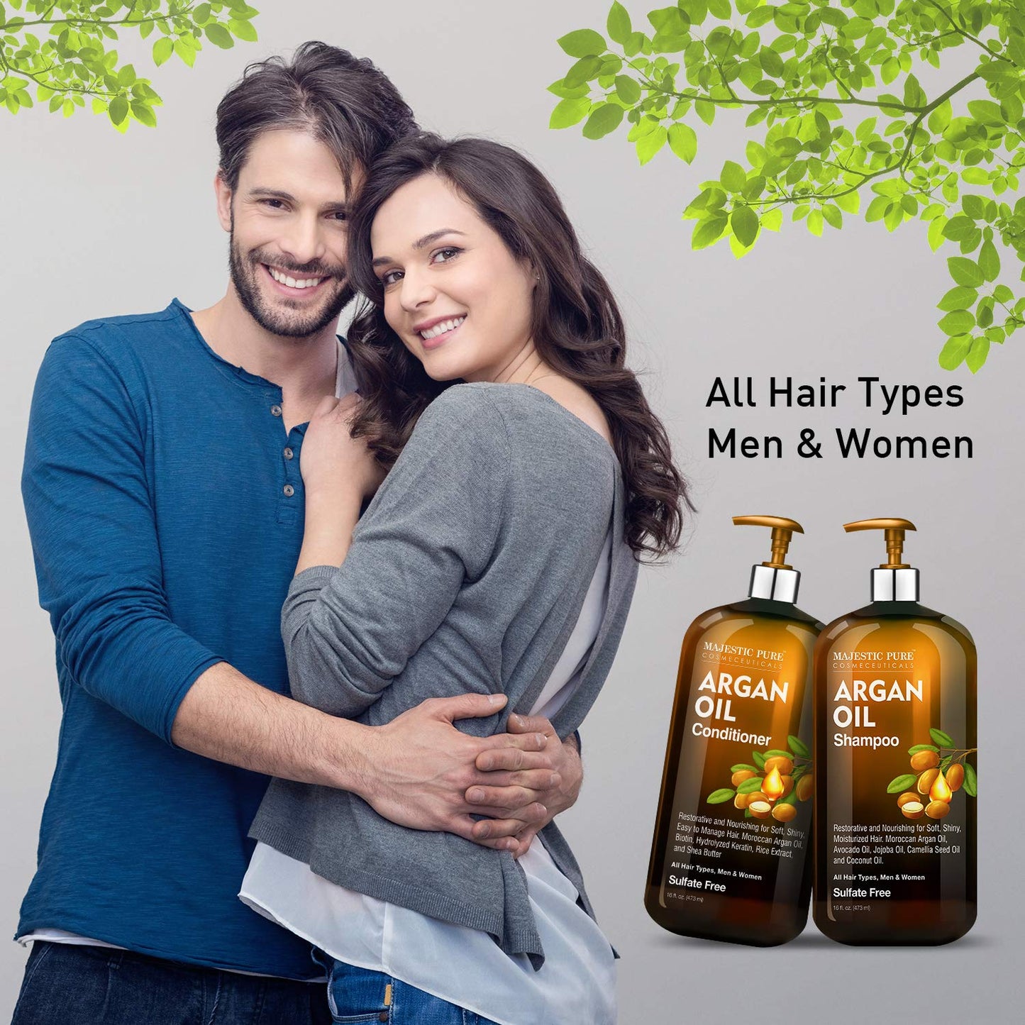MAJESTIC PURE Argan Oil Shampoo and Conditioner Set | Nourishing & Promotes Soft and Silky Hair | Sulfate Free | For All Hair Types, Men and Women - 2