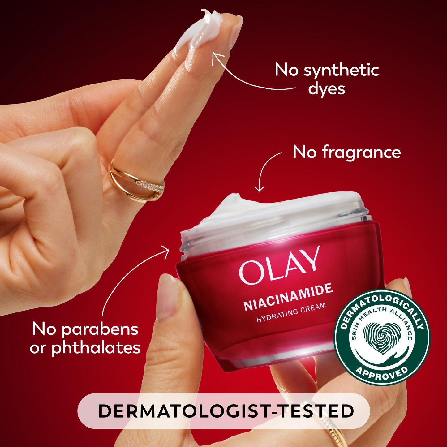 Olay Niacinamide Face Moisturizer, Firming Cream for Women, Non-Greasy - Anti-Wrinkle, Anti-Aging, Hydrating, Renewing, Stronger Skin Barrier, Smooths