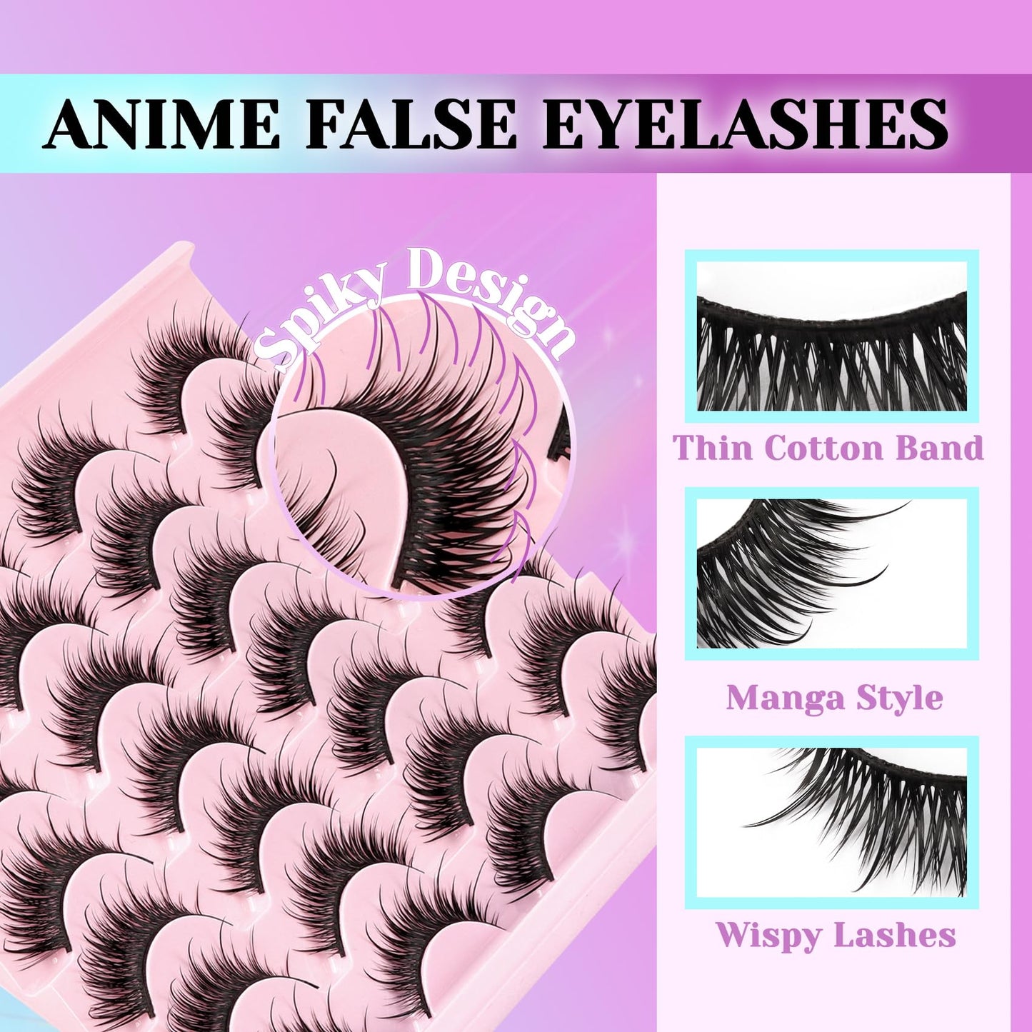 Losha Lashes Wispy Volume Manga Lashes Spiky False Lashes 14 Pairs (Vivid) Beauty and Personal Care Losha