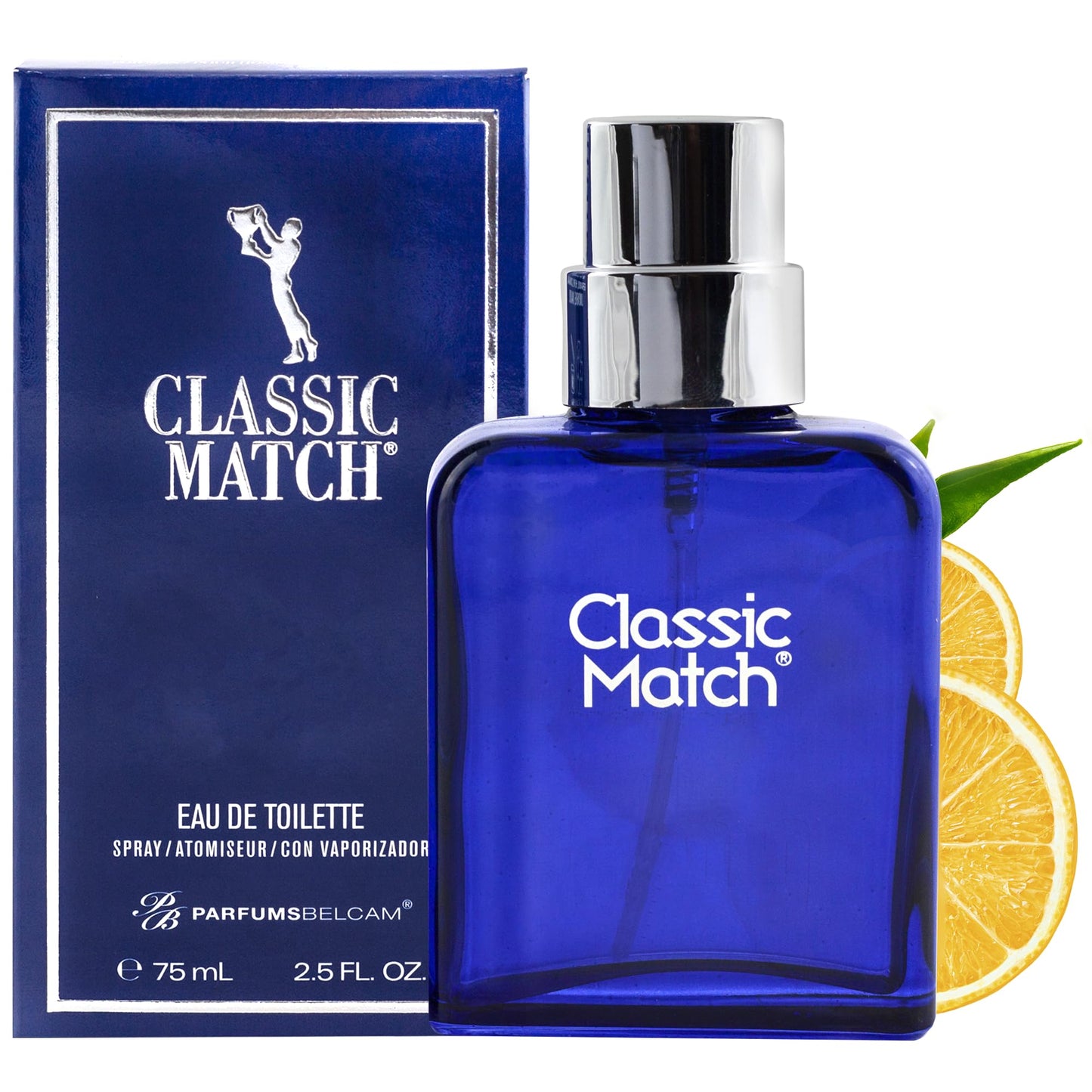 PB ParfumsBelcam Blue Classic Match Eau de Toilette Spray for Men - Modern Citrus Fougere Fragrance, Notes of Melon, Moss and Patchouli, Cologne