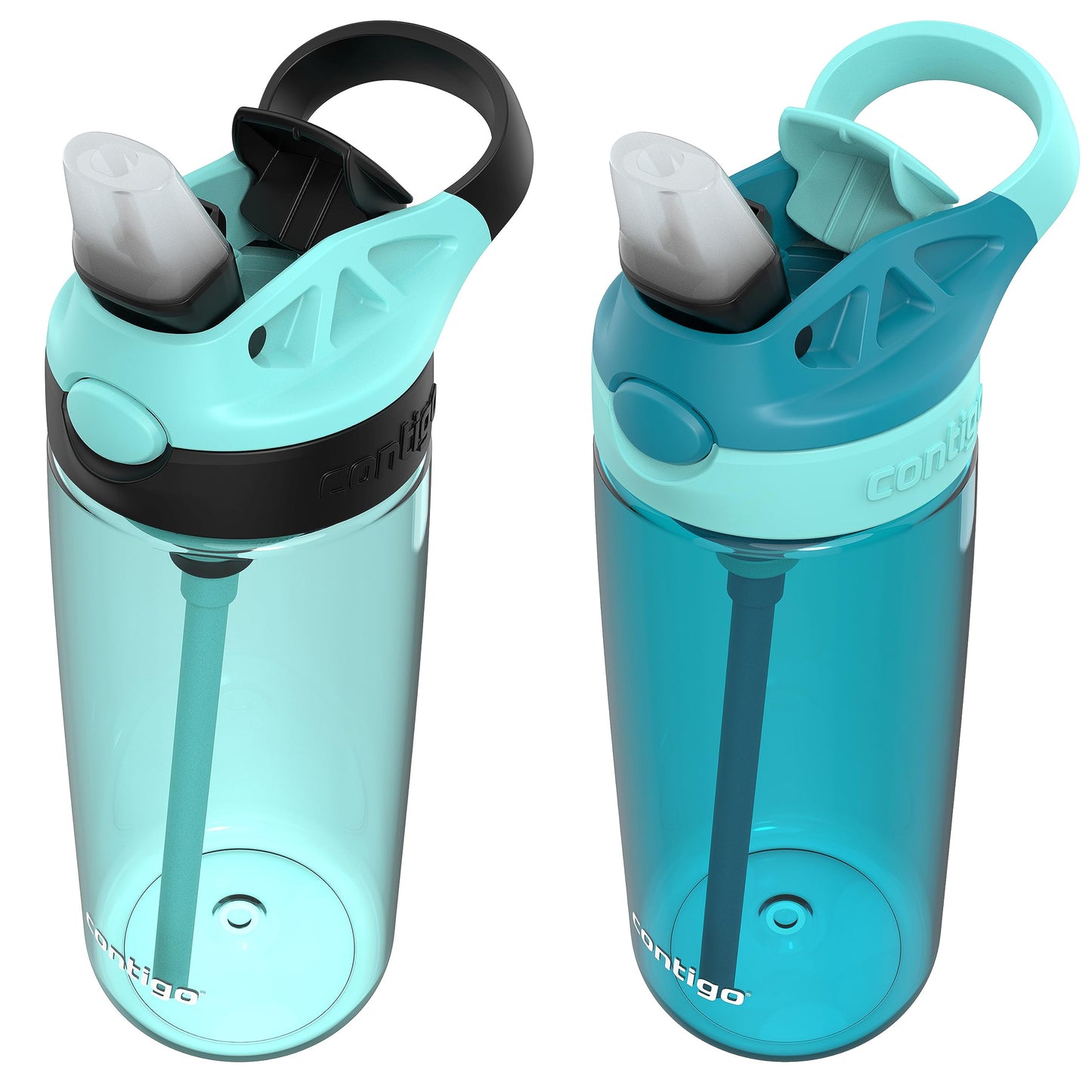 Contigo Aubrey Kids Water Bottle, 2-Pack, 20oz, Jade/Licorice & Juniper/Jade, Spill-Proof Lid, Dishwasher Safe, BPA Free