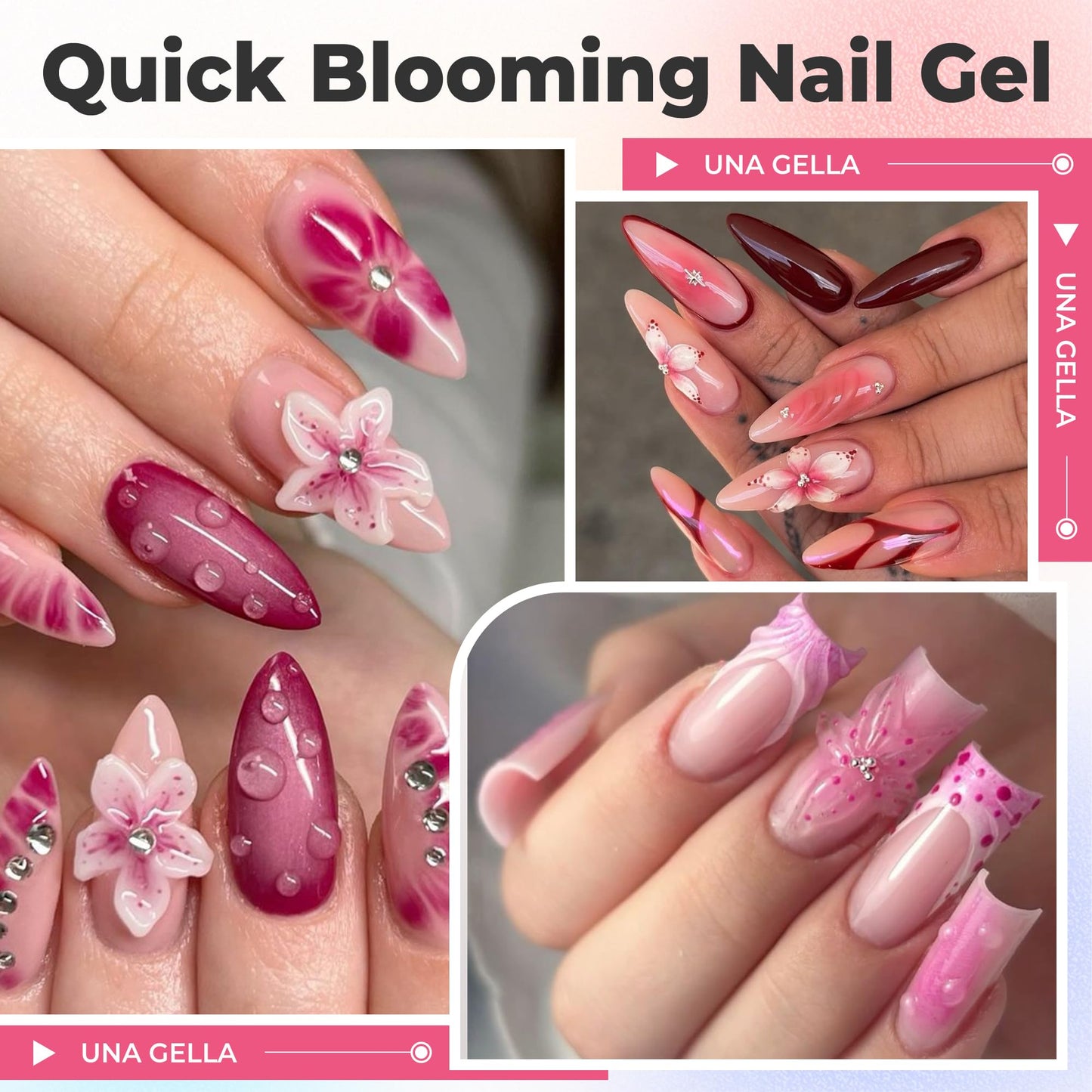 UNA GELLA Blooming Gel Nail Polish 15ml Super Clear for Spreading Effect U V/LED Needed Nail Blooming Gel for Marble Natural Stone Floral Print Beauty and Personal Care UNA GELLA