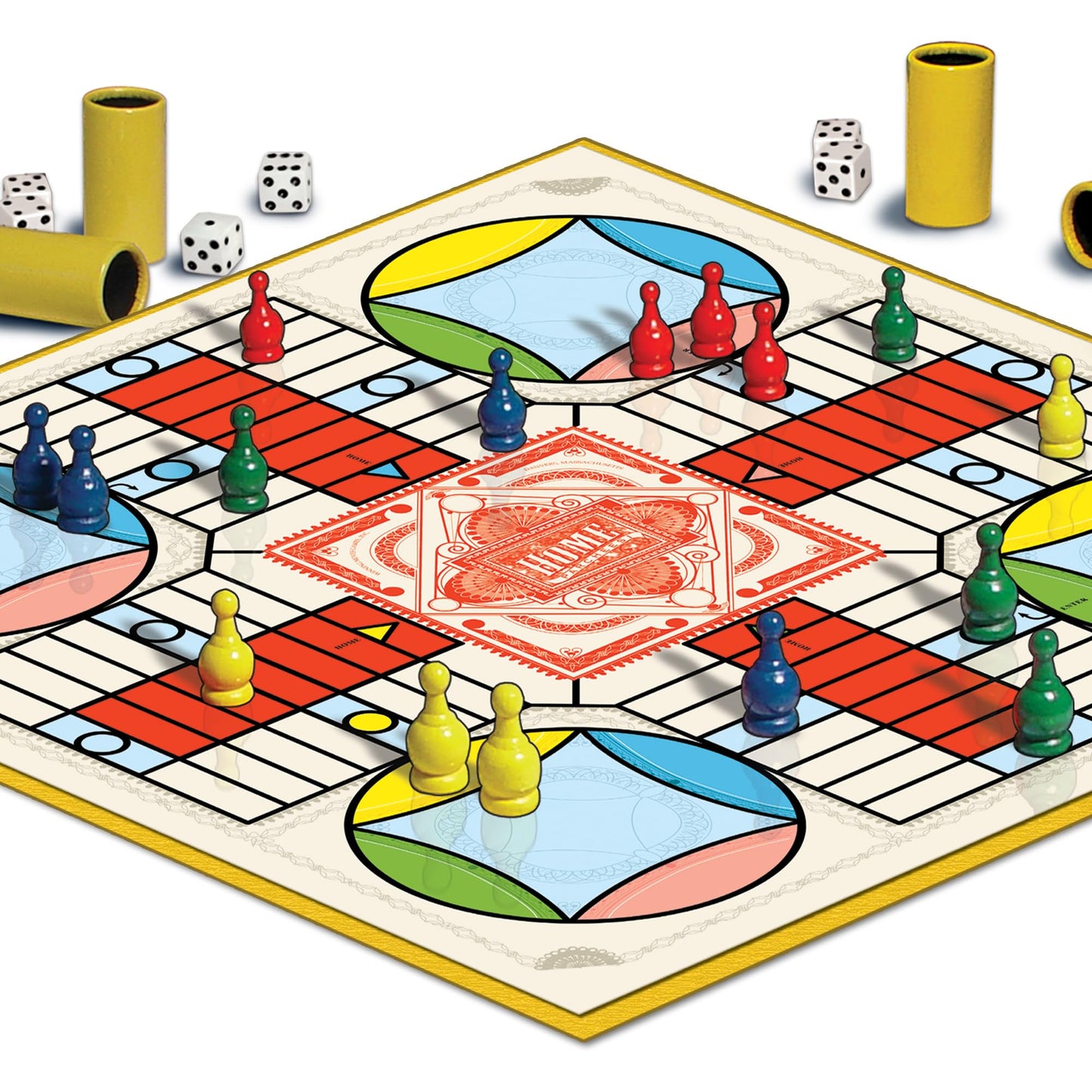 Parcheesi Royal Edition by Winning Moves Games USA, classic family favorite featuring charming artwork, tokens and dice cups for 2-4 players, Ages 8+…