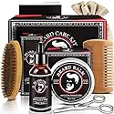 Valentines Gifts for Him, Beard Kit for Men, Beard Growth and Grooming Kit w/Beard Oil Beard Balm Beard Brush Beard Comb Beard Scissors, Christmas