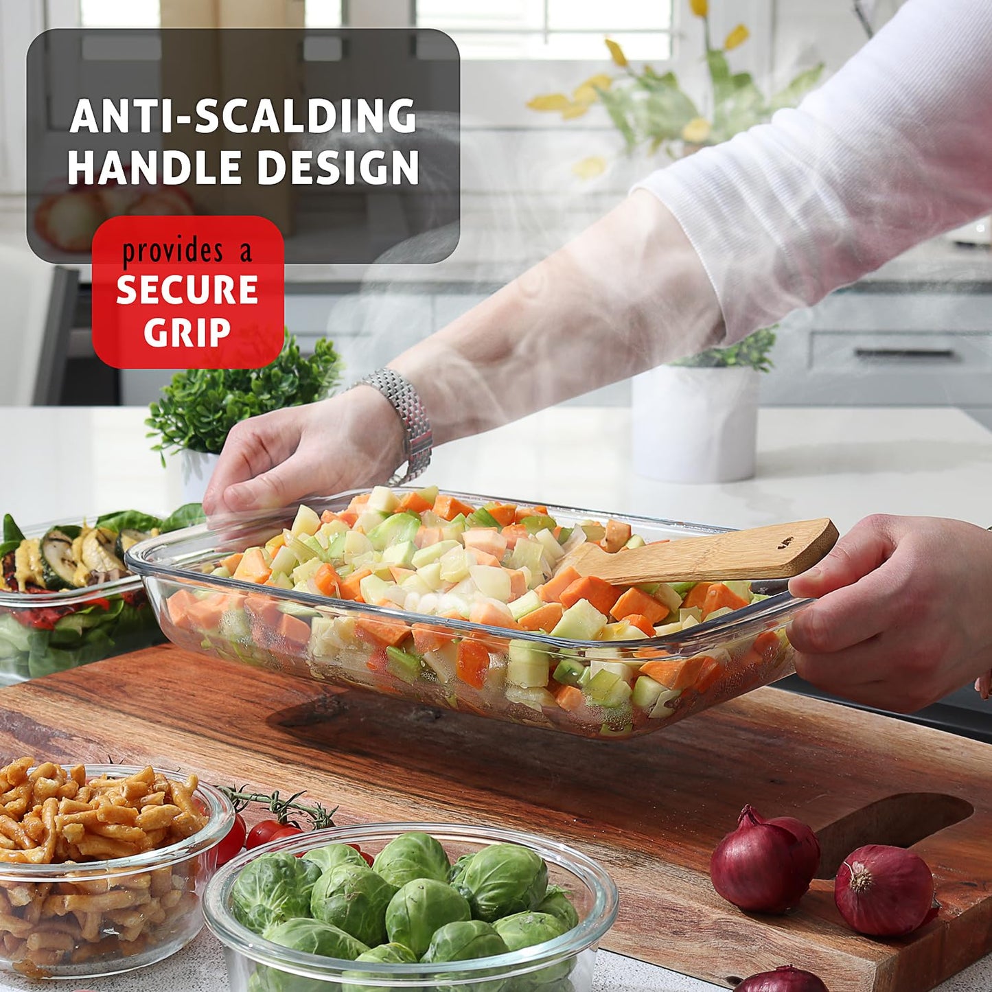 Nestl 8pc Glass Baking Dishes for Oven, Glass Food Storage Containers with Lids, Leakproof Casserole Dishes for Oven with Lid, Cooking, Microwave…