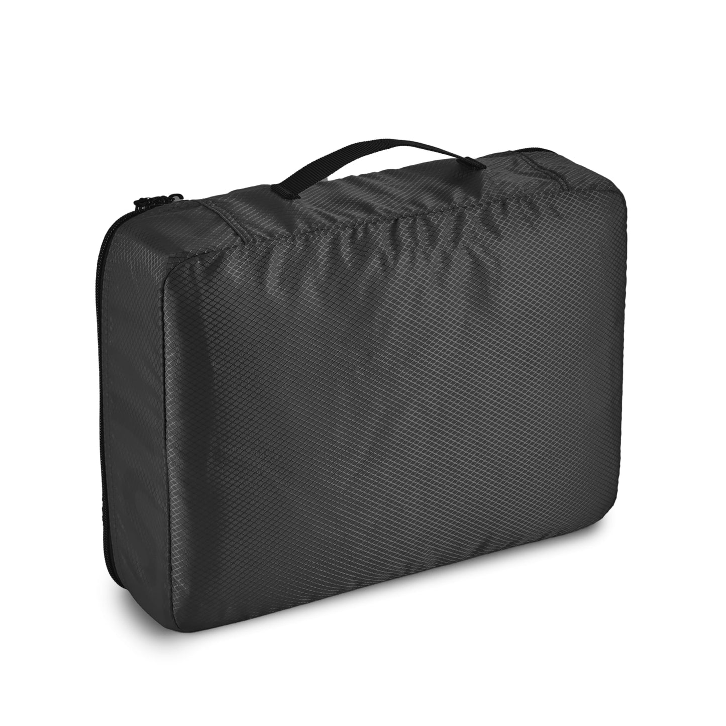 Amazon Basics Lightweight Packing Cubes Travel Organizer Set with Double Zipper, Mesh Top, Durable Polyester, Medium, 4 Piece, Black