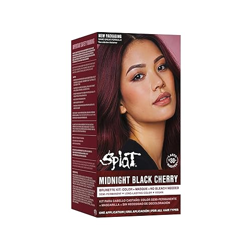 Splat Midnight Black Cherry Semi Permanent Hair Dye Box Kit, 1 At-Home Application, Vegan & Cruelty-Free Red Hair Color Kit with Masque, Lasts 30