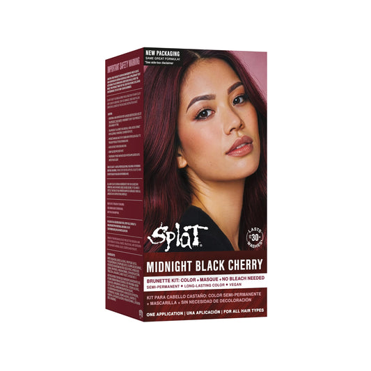 Splat Midnight Black Cherry Semi Permanent Hair Dye Box Kit, 1 At-Home Application, Vegan & Cruelty-Free Red Hair Color Kit with Masque, Lasts 30