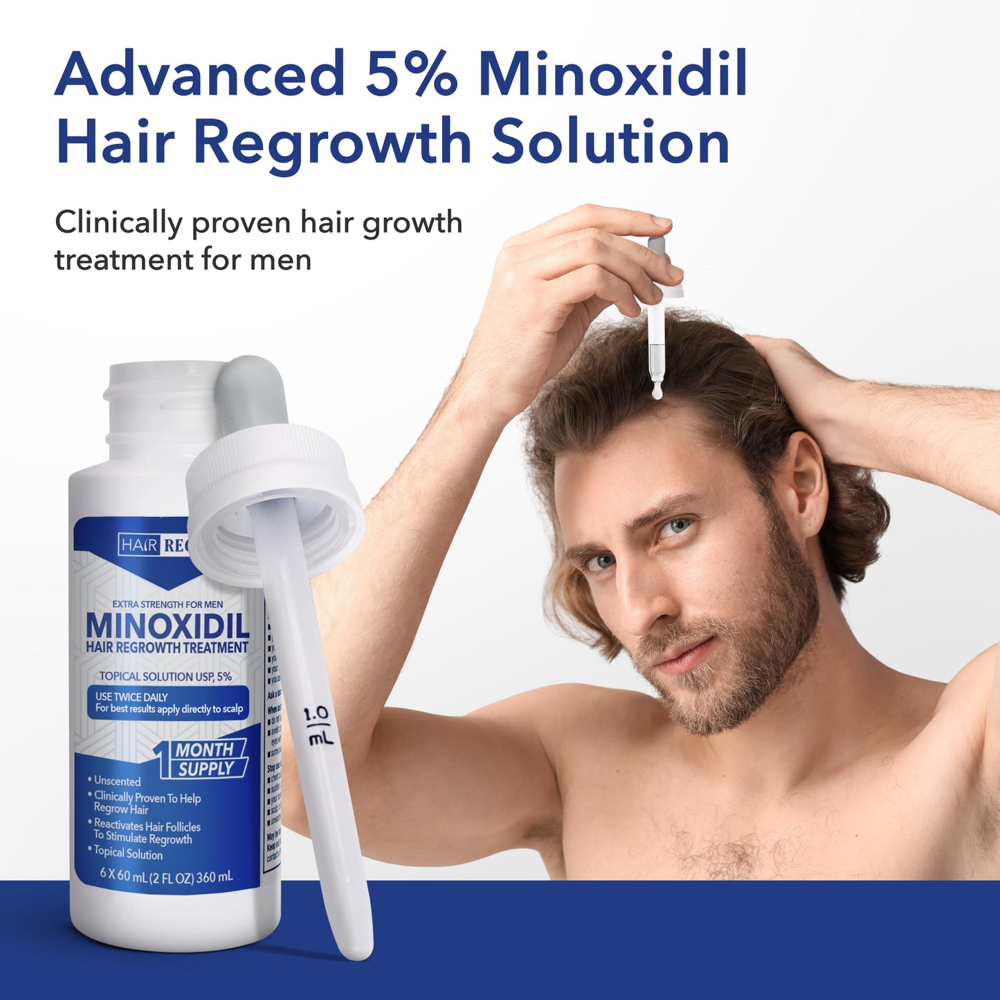 Hair Regen Liquid Minoxidil for Men 5% - Advanced Topical Solution for Regrowth - Growth Treatment for Men Hair Loss 6-Pack as 6-Month Supply Kit Beauty and Personal Care Hair Regen