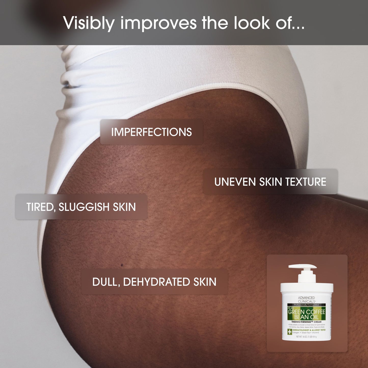 Advanced Clinicals Green Coffee Bean Thermo - Firming Body Lotion | Caffeine Infused Collagen Cream Moisturizer & Body Cream For Women, Stomach, Legs