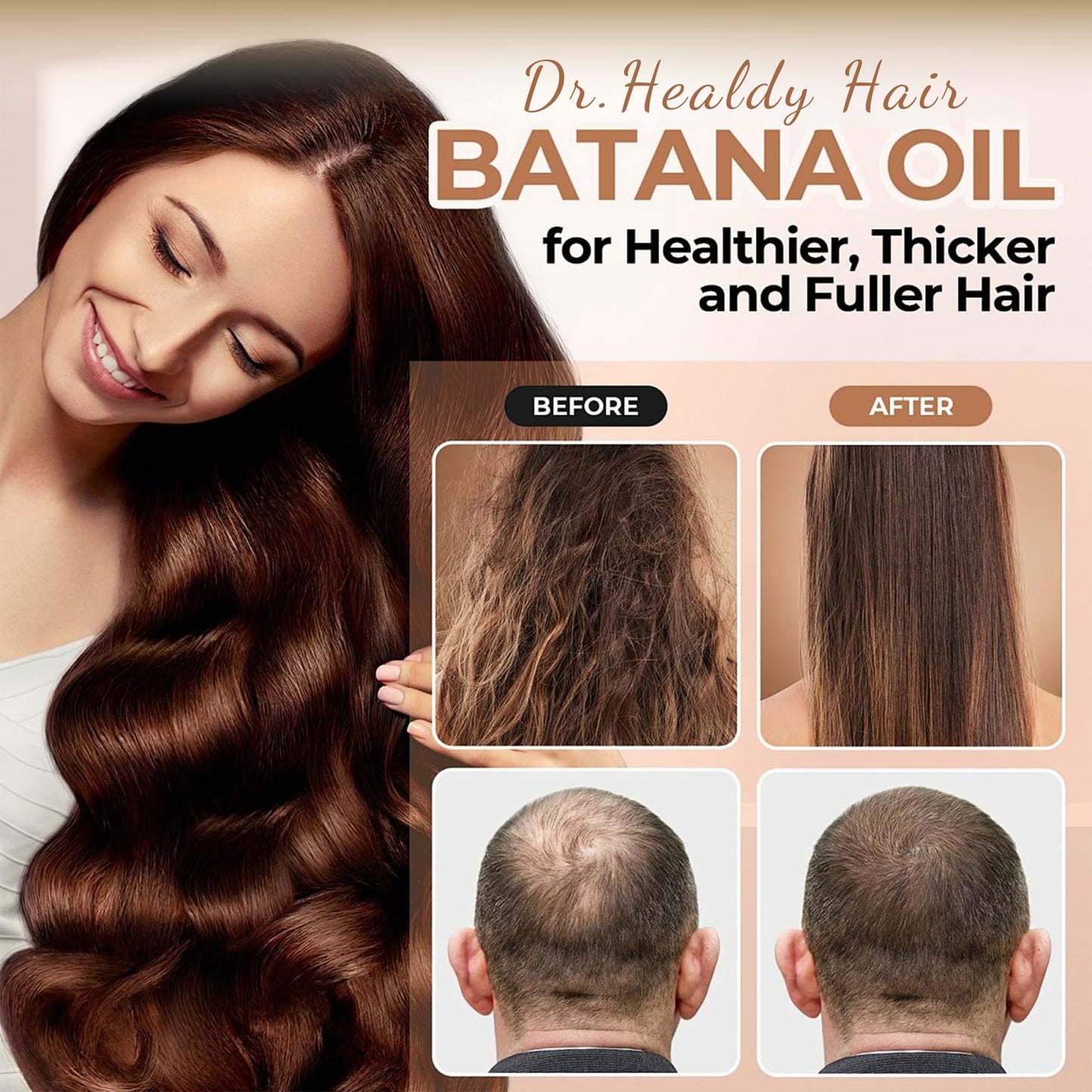 Dr. Healdy Batana Oil Shampoo and Conditioner Set - for Hair Growth,Thickening & Hydration,Sulfate Free - Fights Hair Loss & Clarifies Scalp -Root