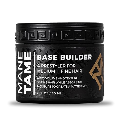 MANE TAME Base Builder 2oz - Prestyling Hair Balm for Medium - Fine Hair, Adds Volume + Texture with a Matte Natural Finish