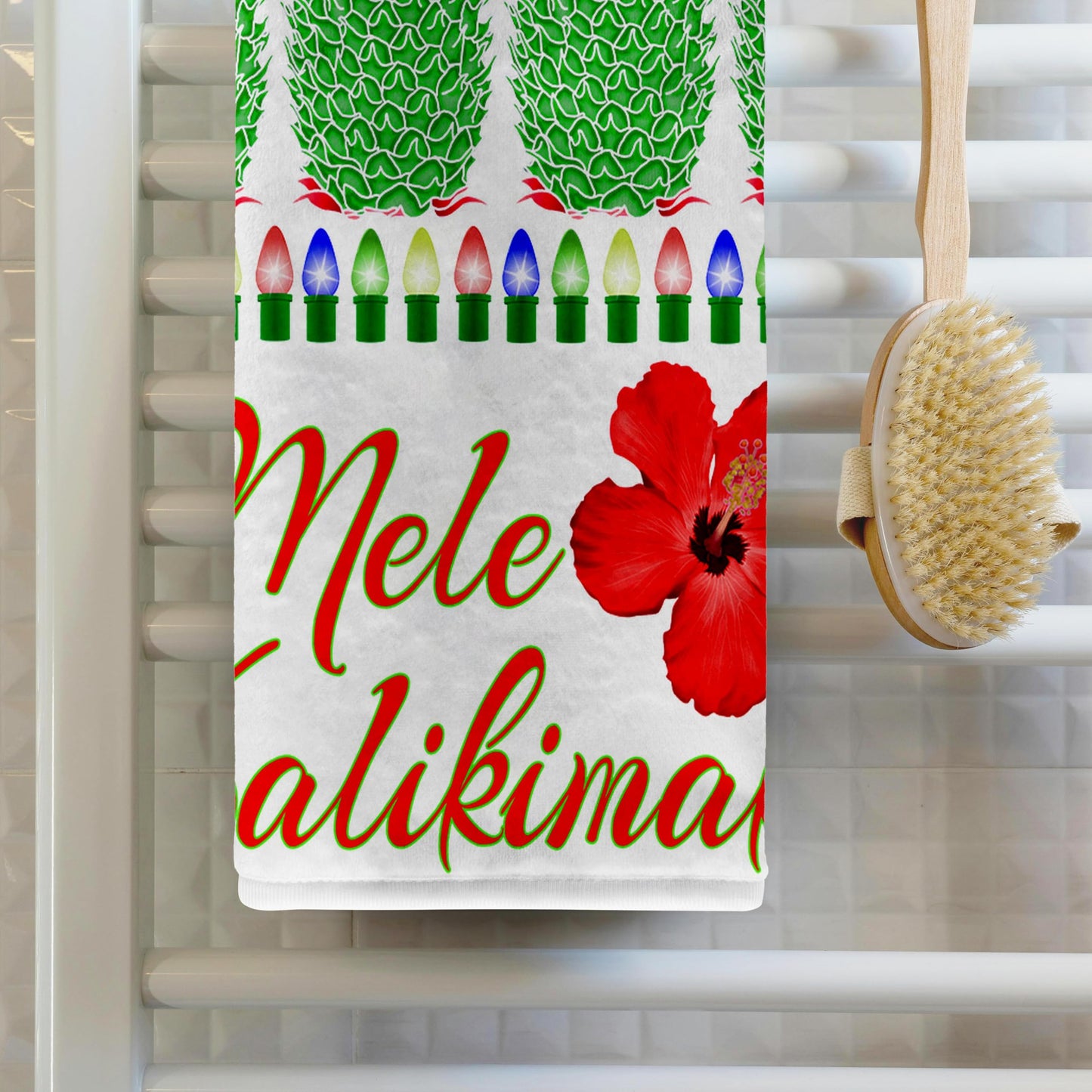 3dRose Towel, Holiday Colored Pineapples and Hawaiian Mele Kalikimaka for Christmas
