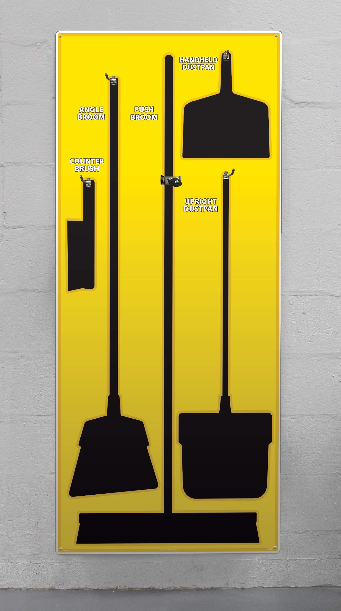 NMC SB107ACP 5S Janitorial Shadow Board, Yellow/Black, 68"X30", AluminumCompositePanel (Tools Sold Separately)