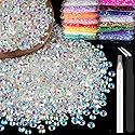4000pcs 4mm Resin Rhinestones Bulk, Transparent AB Flatback Round Jelly Rhinestones Bedazzling Non Hotfix Crystal Gems Large Quantity Wholesale
