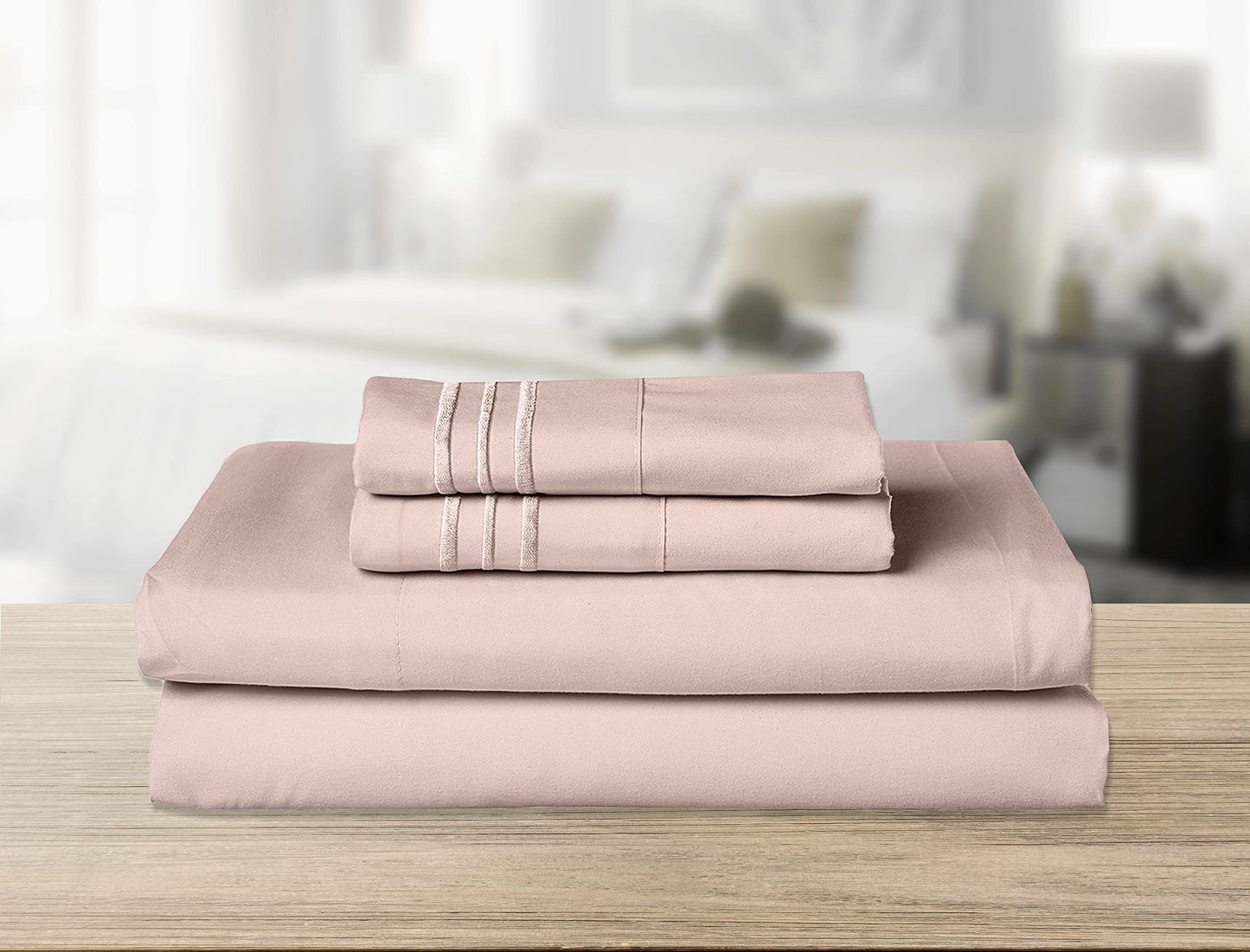Elegant Comfort 4-Piece Smart Sheet Set - Luxury Soft 1500 Thread Count Egyptian Quality Microfiber, Wrinkle Resistant with Side Storage Pockets on