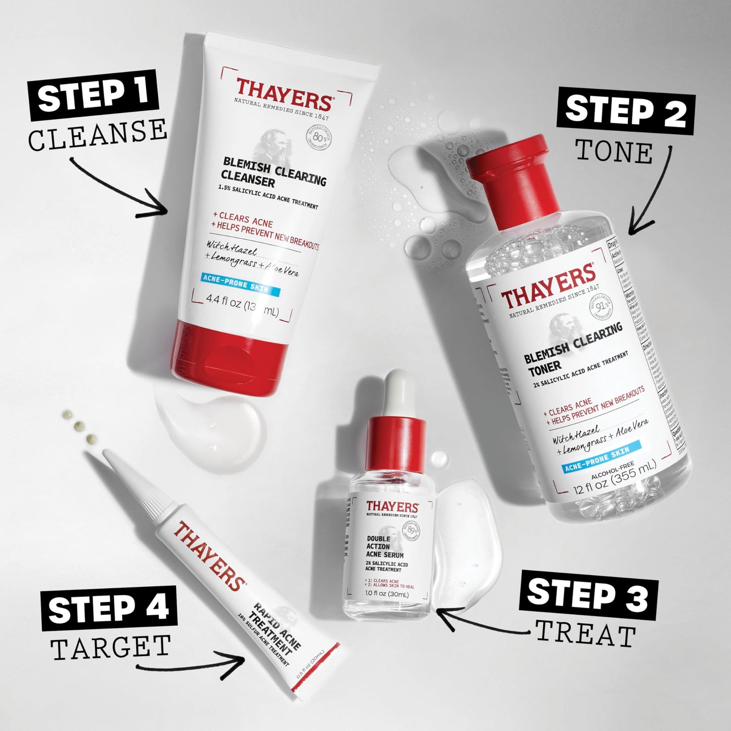 Thayers Double Action Acne Serum with Salicylic Acid, Acne Treatment Face Serum with 2% Salicylic Acid and Niacinamide, Soothing and Non-Stripping