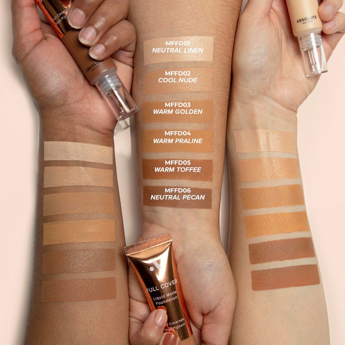 Absolute New York MFFD03 Full Cover Liquid Matte Foundation; Creamy Oil Free Formula with Dropper Tip; Natural Matte Finish