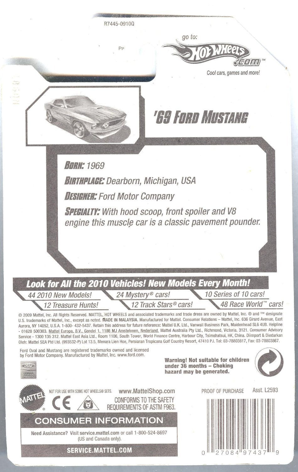 HOT WHEELS 2010 TREASURE HUNT 12/12 GREEN '69 FORD MUSTANG