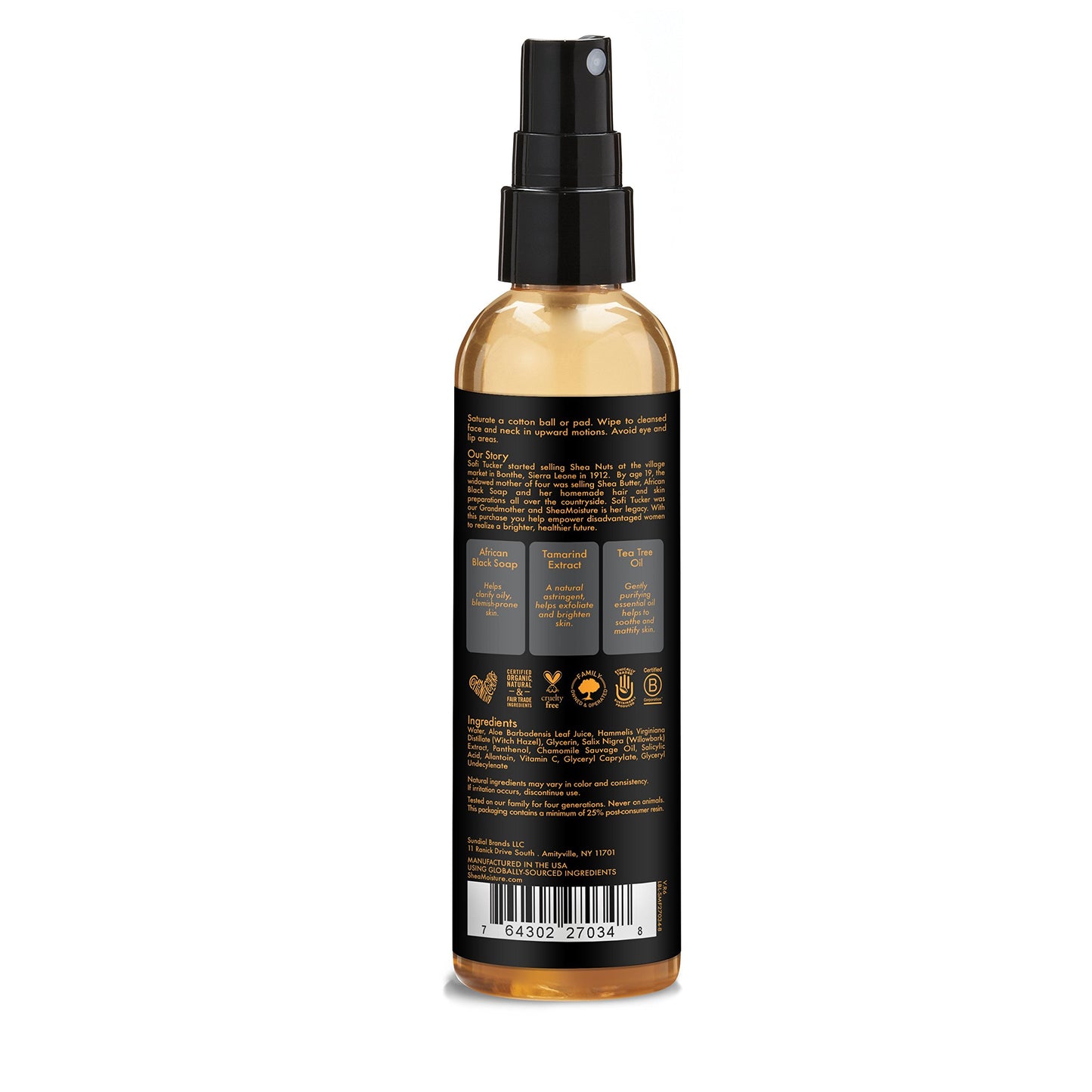 SheaMoisture Clarifying Toner for Problem Skin African Black Soap with Tea Tree Oil 4.4 oz