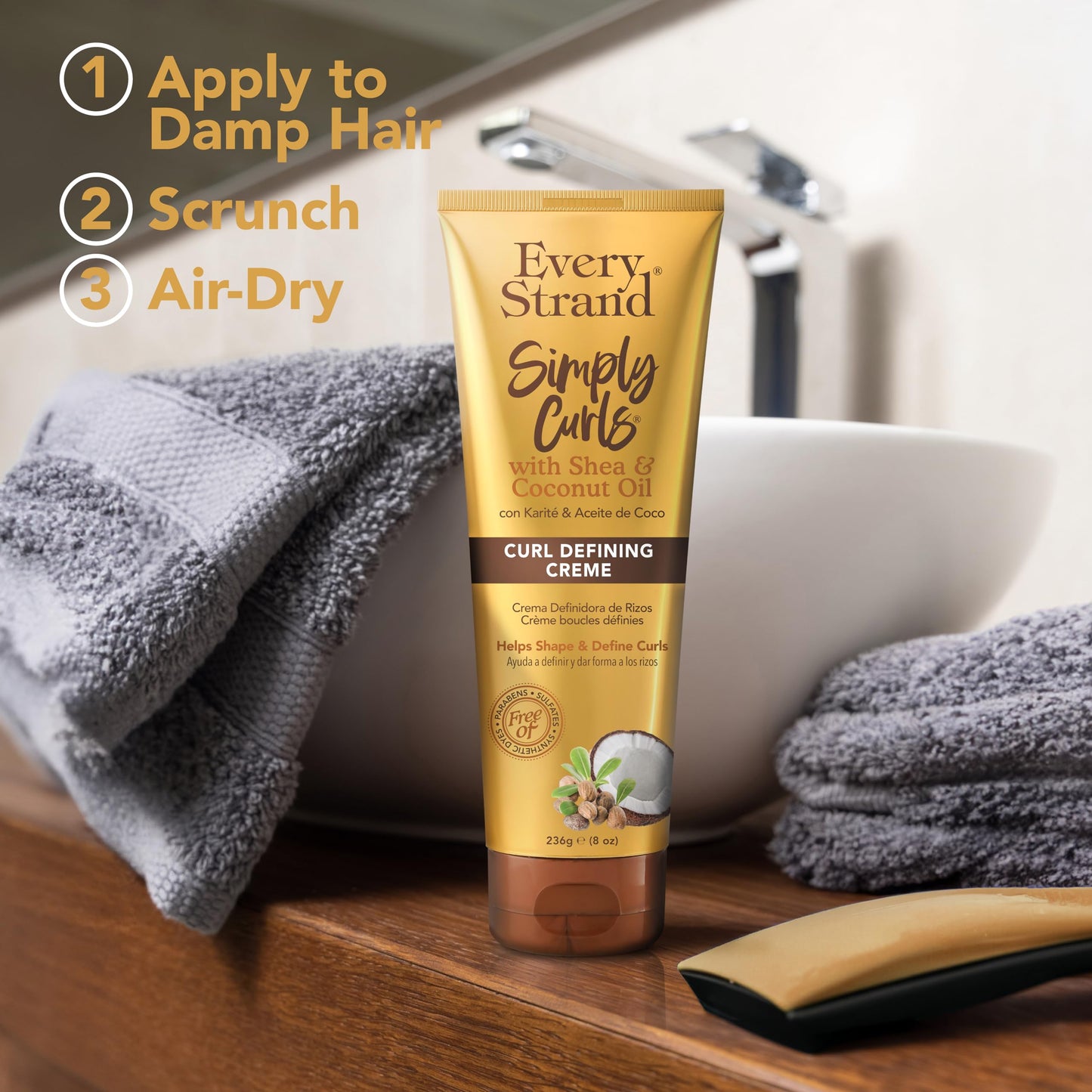 Every Strand Curling Creme Simply Curls Coconut Oil and Shea Butter, 8 oz.