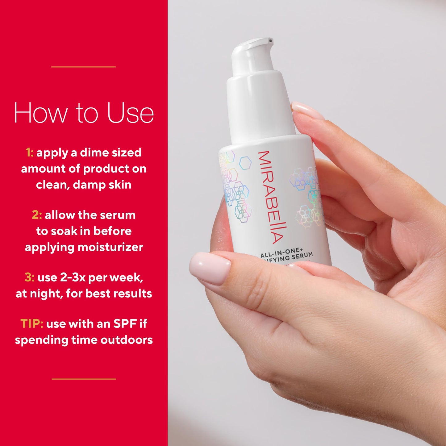 Mirabella All In One Clarifying Serum Micro Peel for Anti Aging - Hydrating 7% Glycolic Acid & 8.8% Lactic Acid Serum Face Peel with AHA BHA