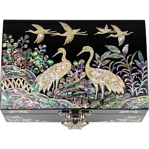 February Mountain Mother of Pearl Small Korean Jewelry Box - Unique Gifts Wooden Box Sister birthday gifts from sister, christmas gifts for women…