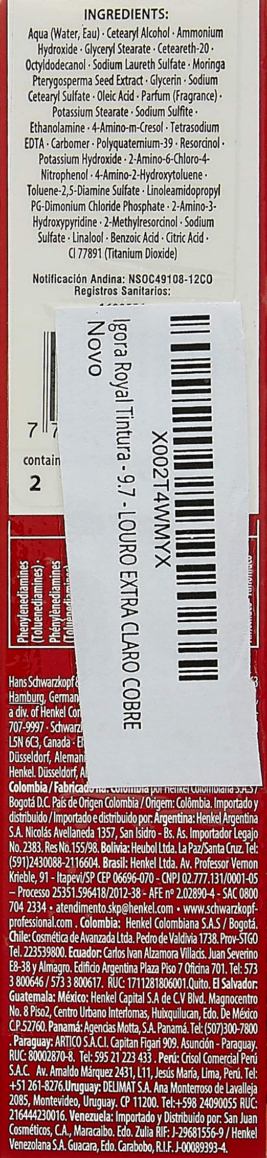Schwarzkopf Professional Igora Royal Hair Color, 9-7, Extra Light Copper Blonde, 60 Gram