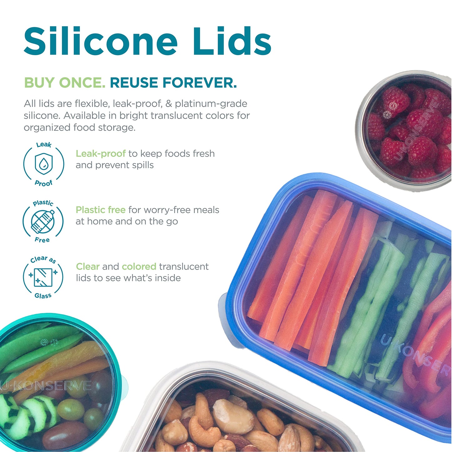 U Konserve Stainless Steel Round Food Storage Bento Box Container, Leak Proof Silicone Lid Dishwasher Safe - Plastic Free, 9oz