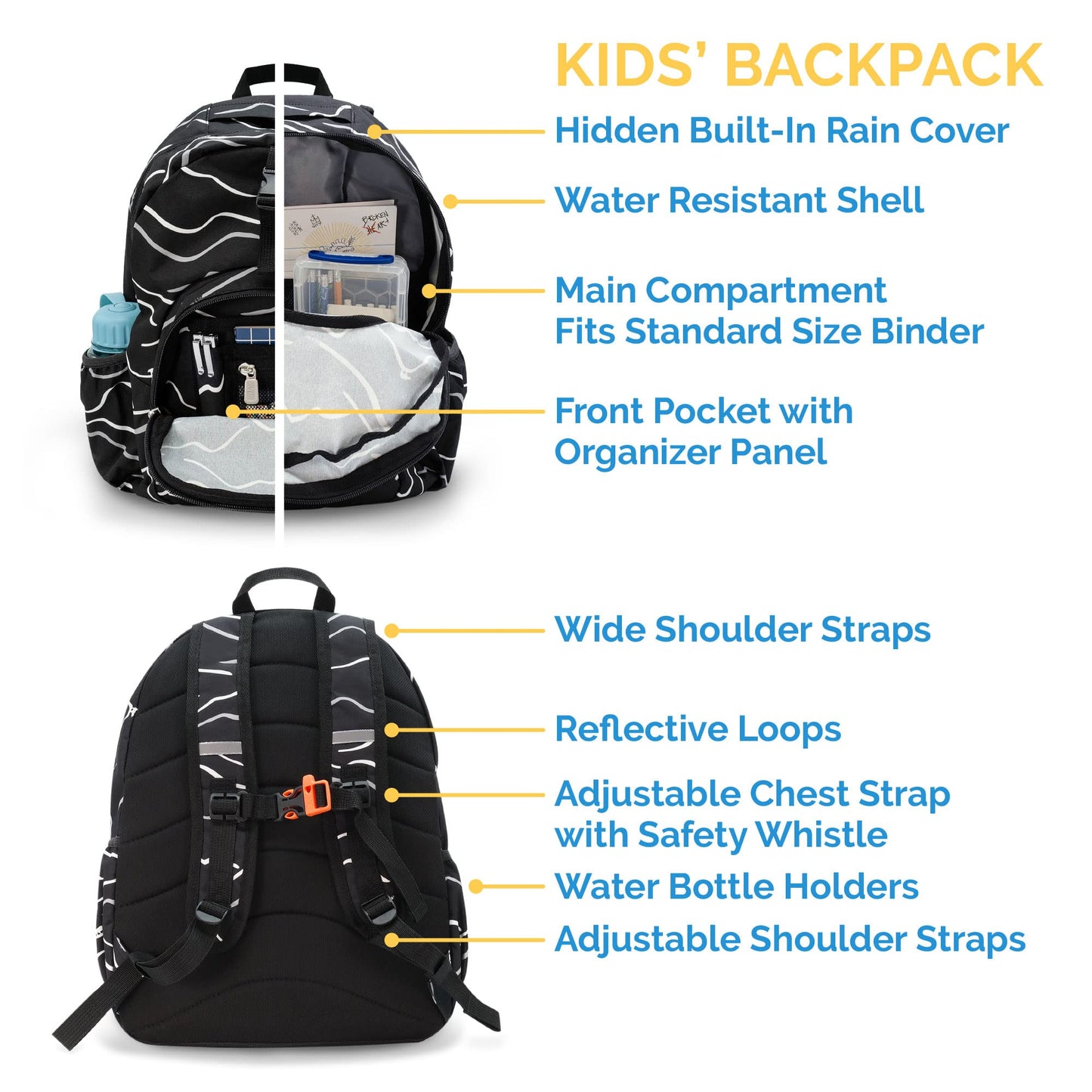 JAN & JUL Water Resistant Backpack for School, Lightweight Schoolbag for Kids (Heather Grey, One Size)