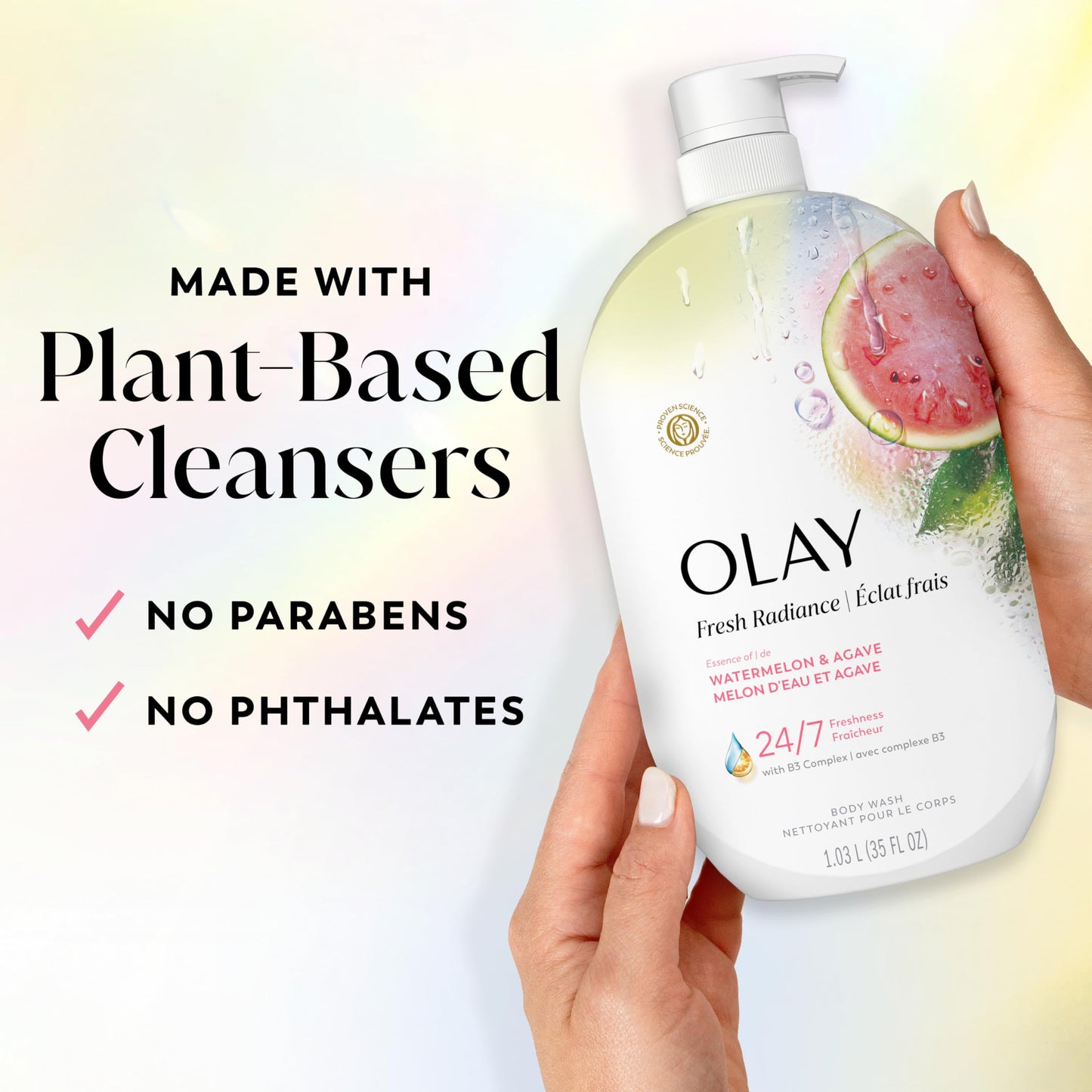 Olay Body Wash for Women, Fresh Radiance, 24/7 Skin-Loving Freshness, Visibly Radiant, Plant Based Cleansers, Vitamin B3 & Antioxidant Blend, For All
