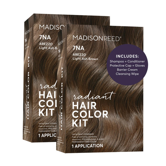 Madison Reed Radiant Hair Color Kit - 7NA Light Ash Brown with Cool Smoky Undertones (Arezzo Brown), Permanent Hair Dye, Dimensional Gray Hair