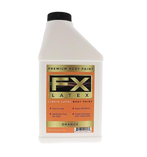Liquid Latex Fashions - Ammonia Free Natural Face paint for Kids and Adults, Ideal for Artwork, Parties, School Plays, Cosplays and Concerts, Orange