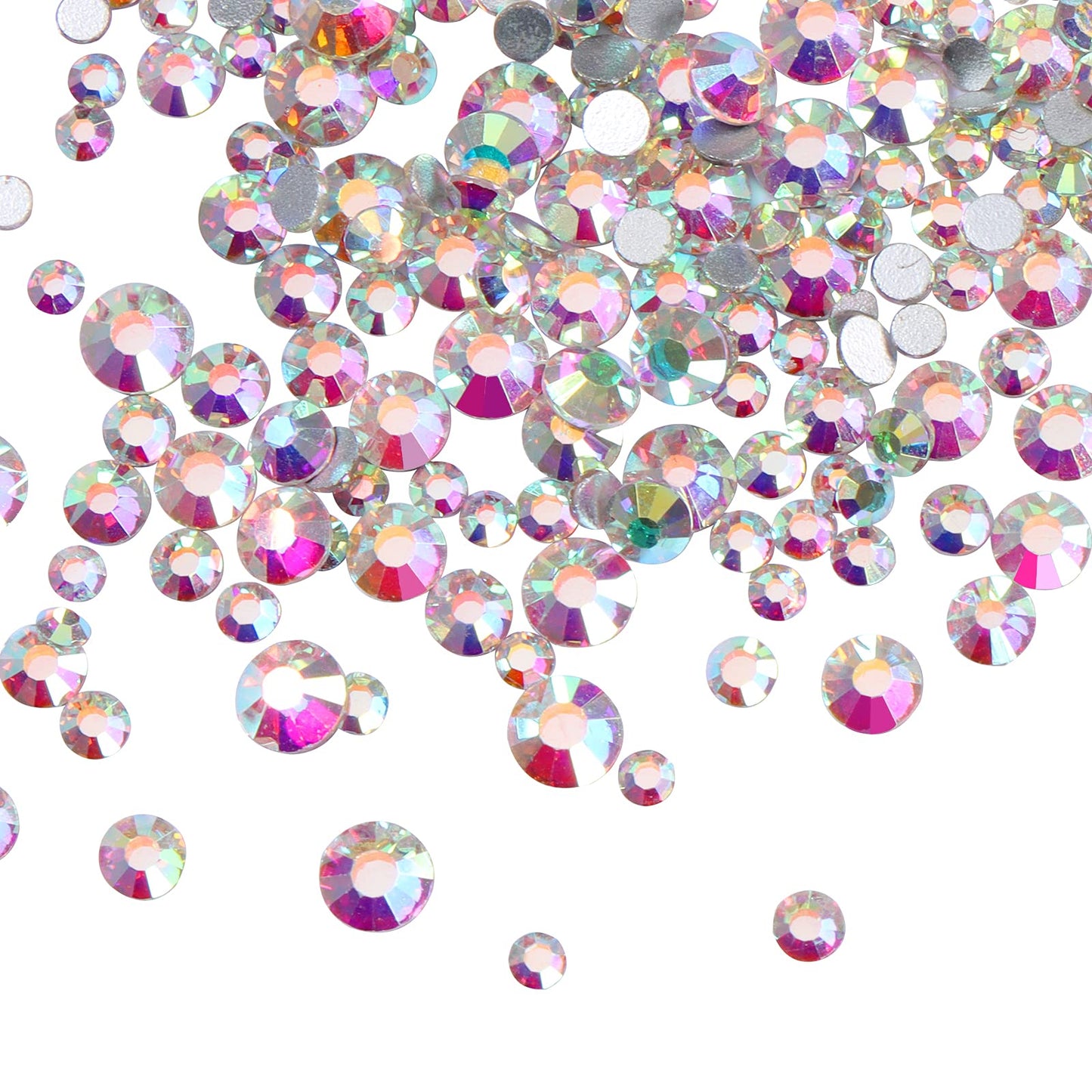 Jollin Bedazzling Kit - 3456pcs Glass Flatback Rhinestones for Nails Art & Crafting, Bulk Crystal AB Gems Stones in 6 Sizes (SS4-SS12), Non-Hotfix