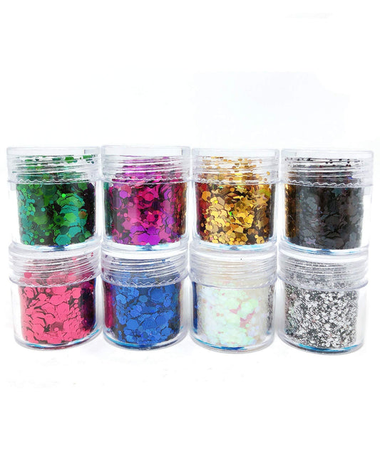 allydrew Chunky Sparkling Glitter for Hair Face Makeup Nail Art Decoration (8 Colors), Rainbow Star Powder Beauty & Personal Care allydrew