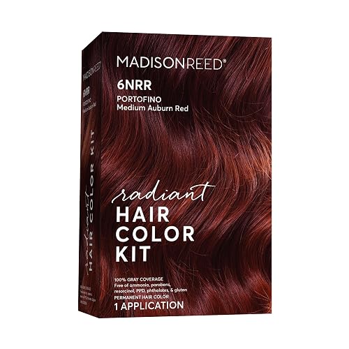 Madison Reed Radiant Hair Color Kit - 6NRR Medium Auburn Red (Portofino Red), Salon-Quality Permanent Hair Dye, Superior Gray Coverage & Dimensional