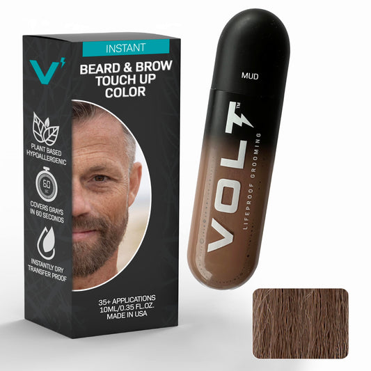 VOLT Grooming Temporary Instant Beard Color for Men, Quick Drying Plant-Based Brush On Beard, Hair, Mustache & Eyebrow Color, Safe for Sensitive Skin