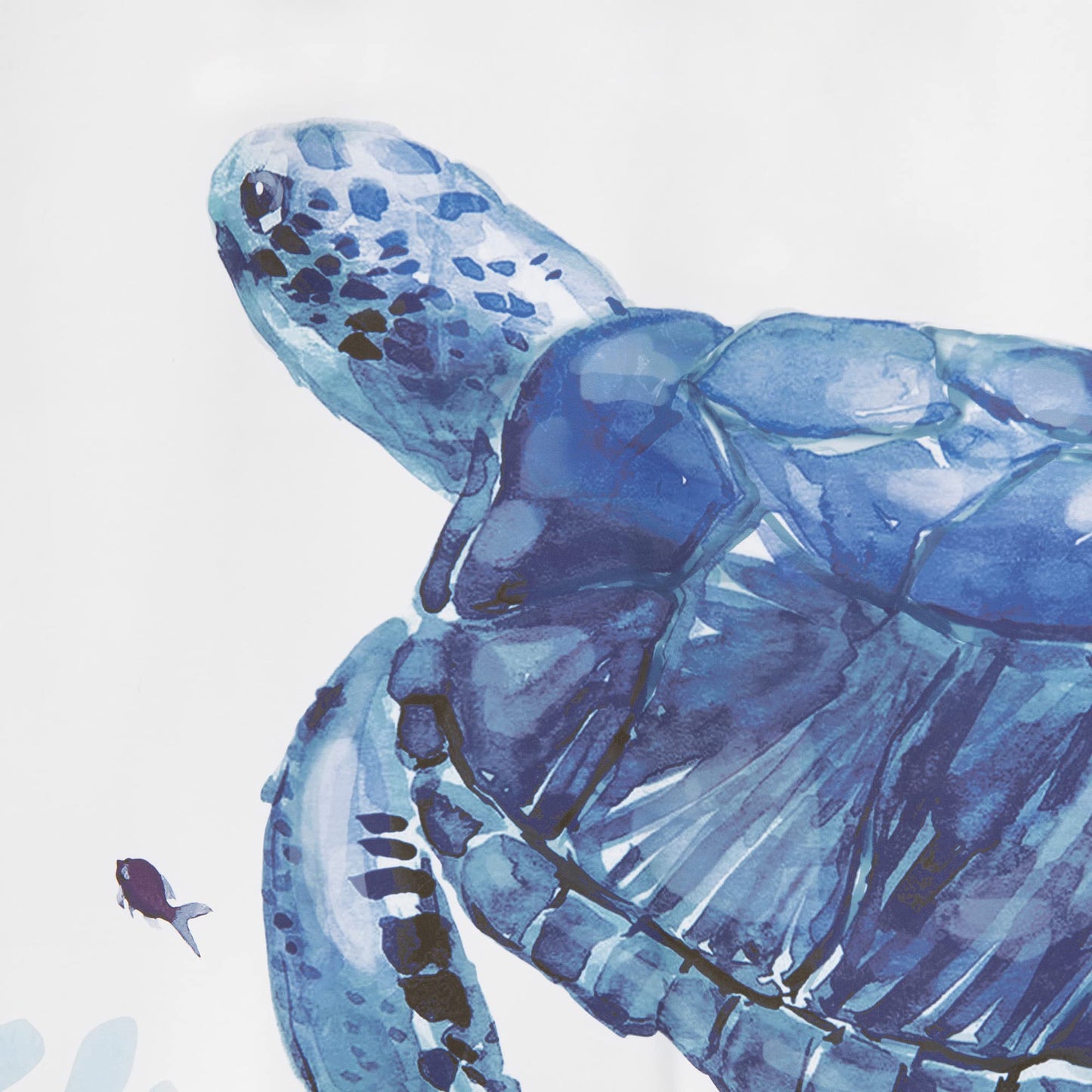 Allure Home Creation Deep Blue Sea Turtle Polyester Fabric Printed Shower Curtain 70"x72"