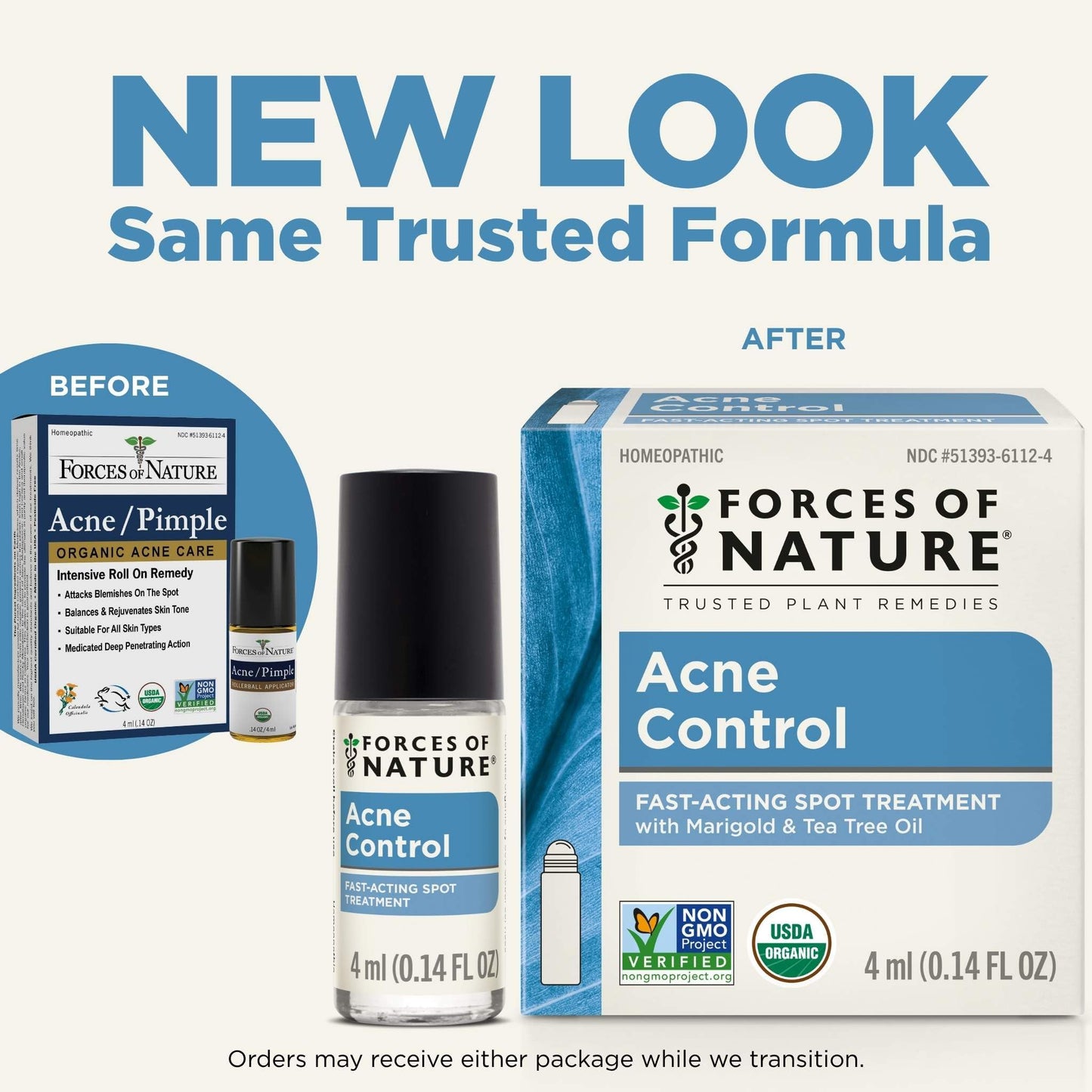 Forces of Nature Natural, Organic Acne Skin Care Treatment, Non GMO, No Harmful Chemicals, Cruelty Free - Acne & Pimple Control, Clear & Balance Skin