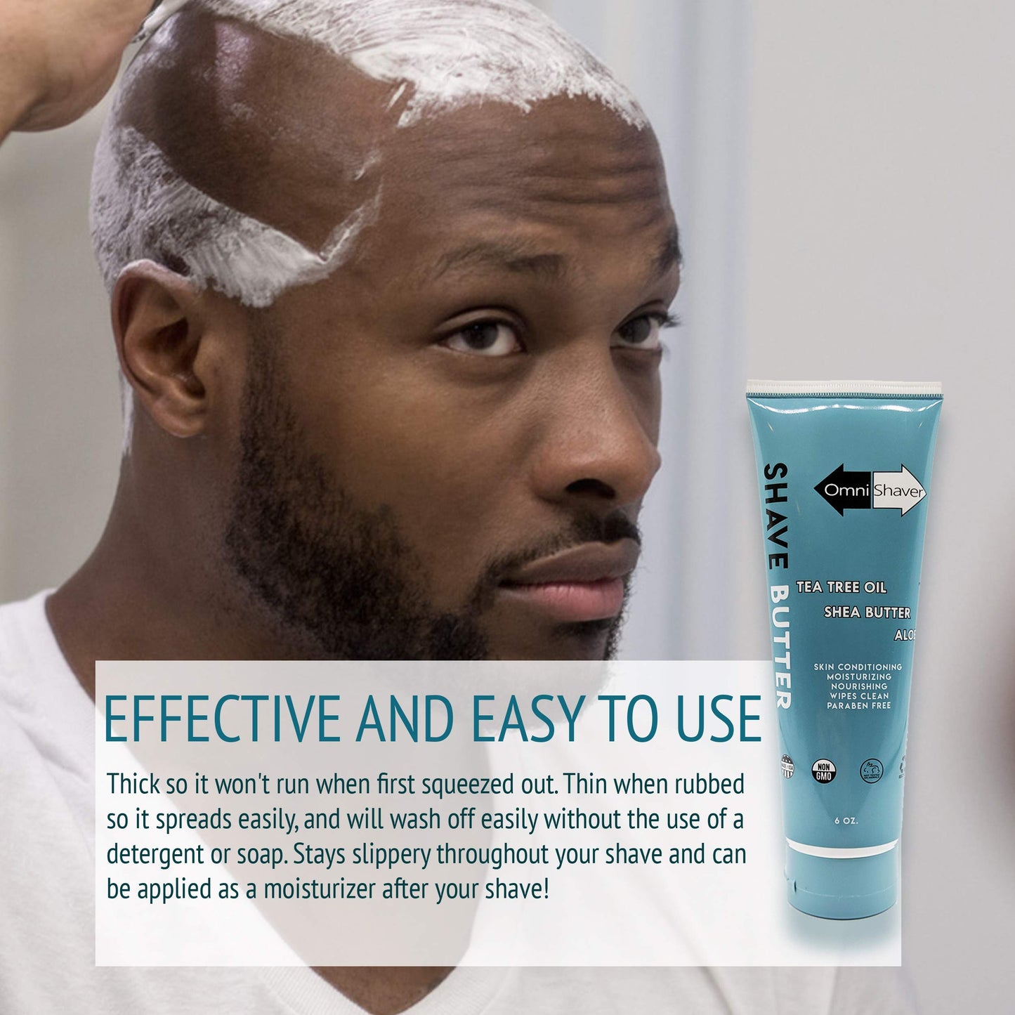 OmniShaver Shave Butter - Moisturizing Shaving Cream for Men & Women | Sensitive Skin Formula | Travel Size 6 oz | Aloe, Tea Tree & Shea Butter…