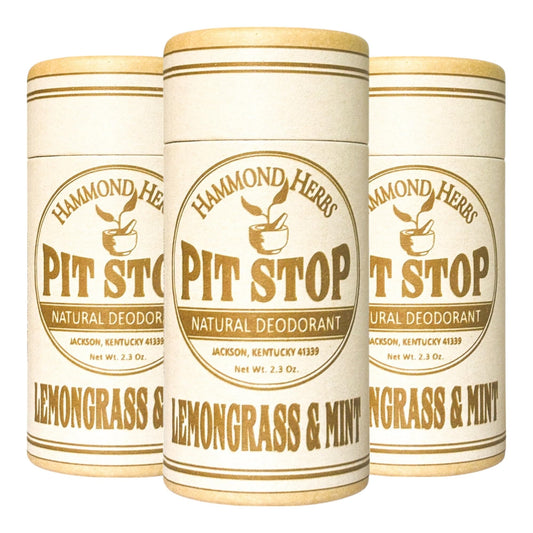 Hammond Herbs - PIT STOP Deodorant - Aluminum-Free, Plastic-Free, All-Natural Odor Control, 3 Pack (Lemongrass & Peppermint) Beauty and Personal Care Hammond Herbs