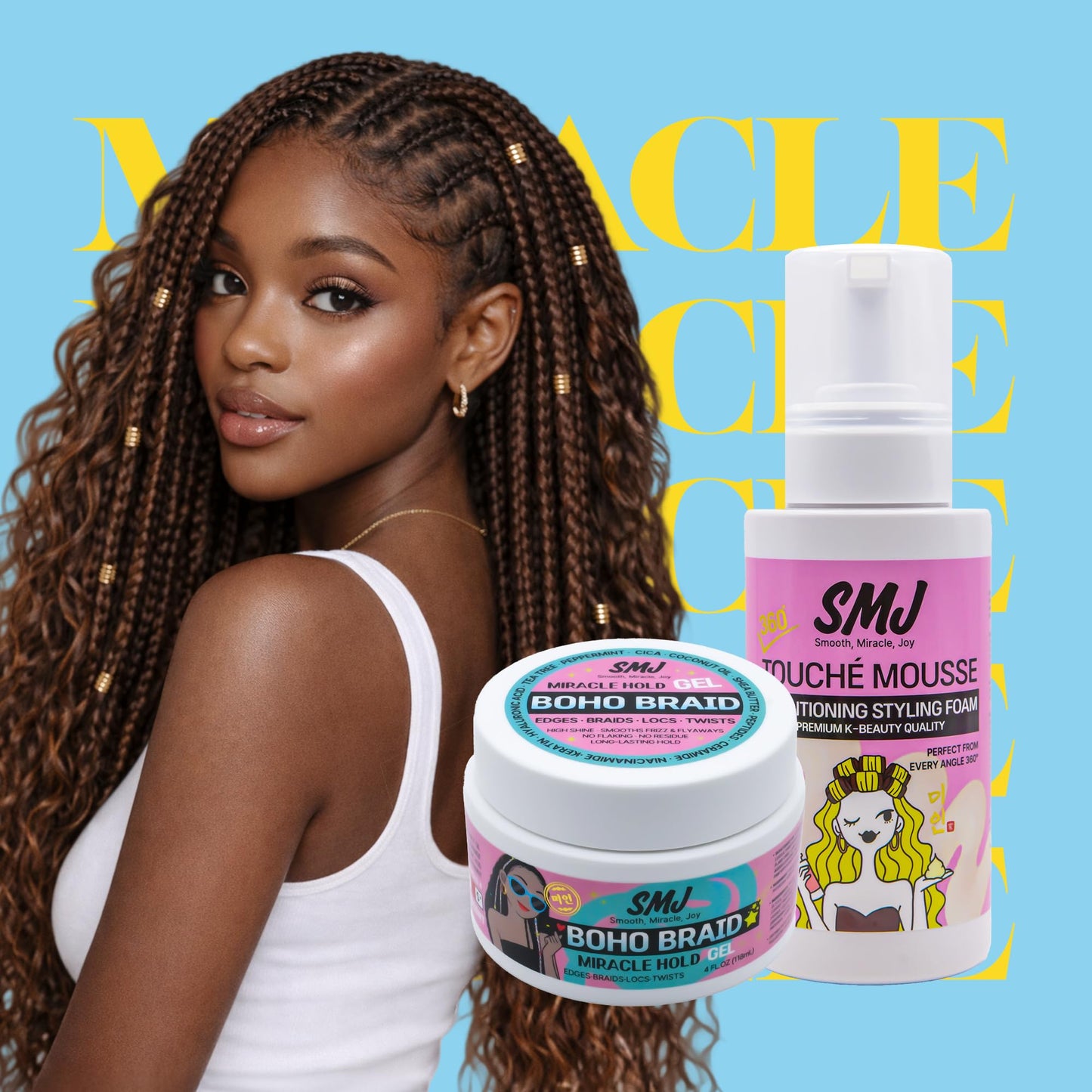 SMJ 360° TOUCHÉ MOUSSE - Curl Defining Foam | Frizz Control & Soft Flexible Hold | for Natural Hair, Braids, Crochet & Protective Styles | No Crunch