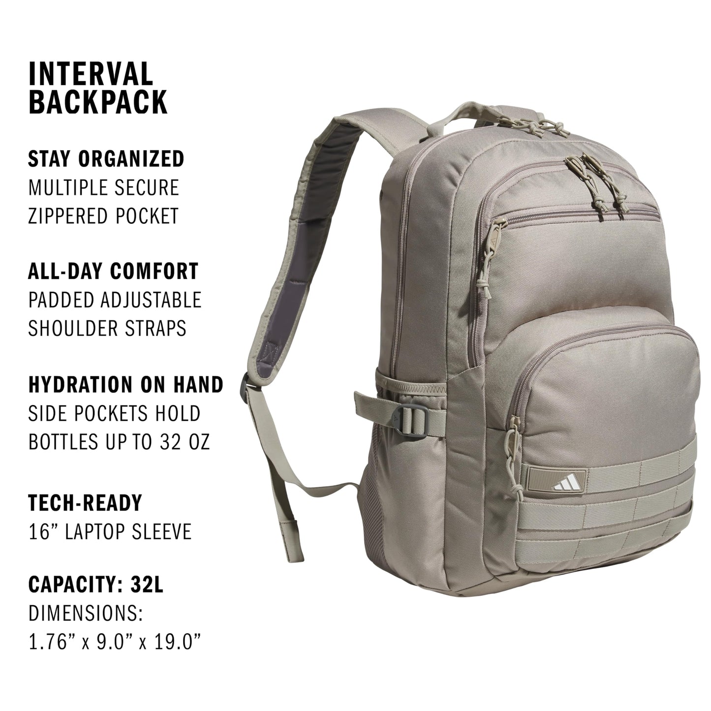 Interval Backpack with laptop sleeve, lightweight durable book bag for women and men