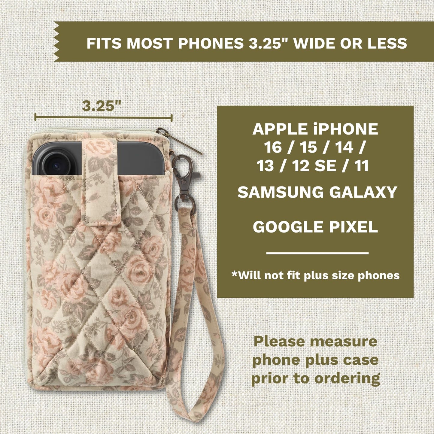 Bella Taylor Cell Phone Wallet for Women | with Detachable Wristlet, Smartphone Pocket and RFID Protection | Cameo Rose