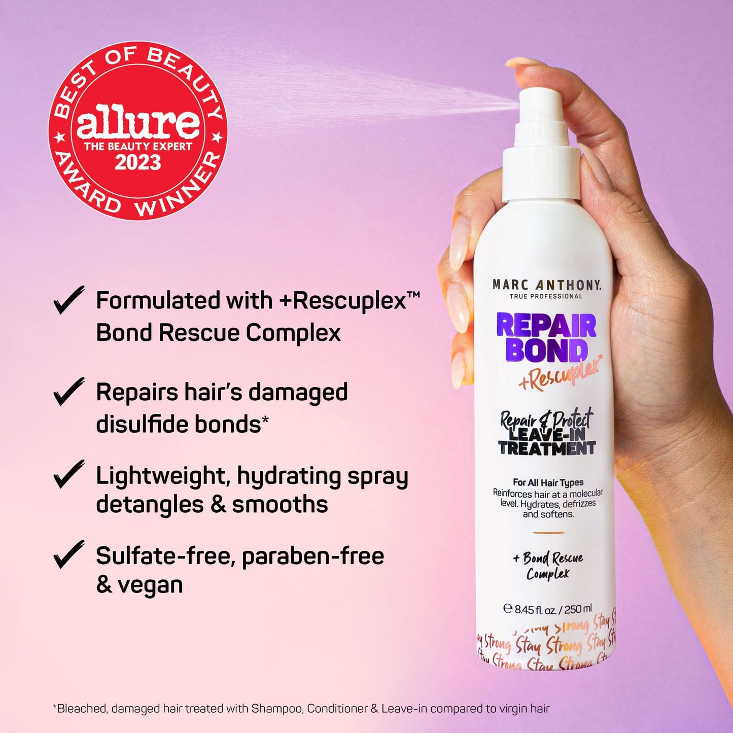 Marc Anthony Repair Bond Travel Size Shampoo, Conditioner, and Leave In