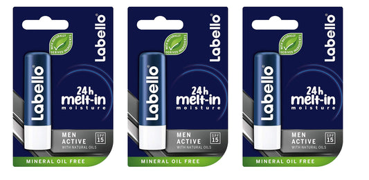 Labello Active Lip Care for Men 4.8g/5.5ml SPF 15-3 Pack
