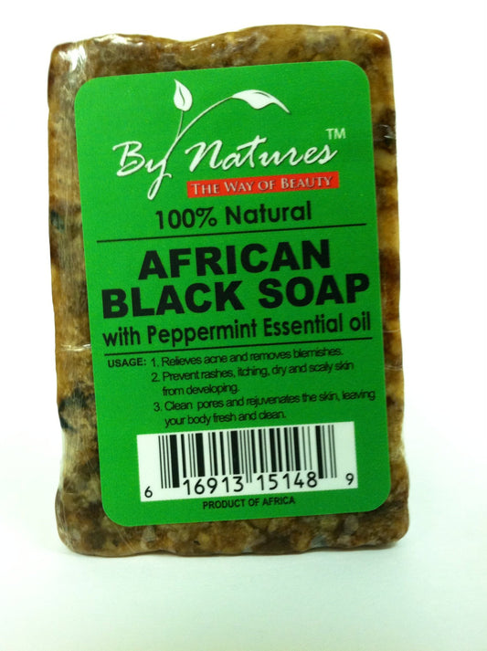 By natures Natural African Black Soap (Peppermint essential oil)