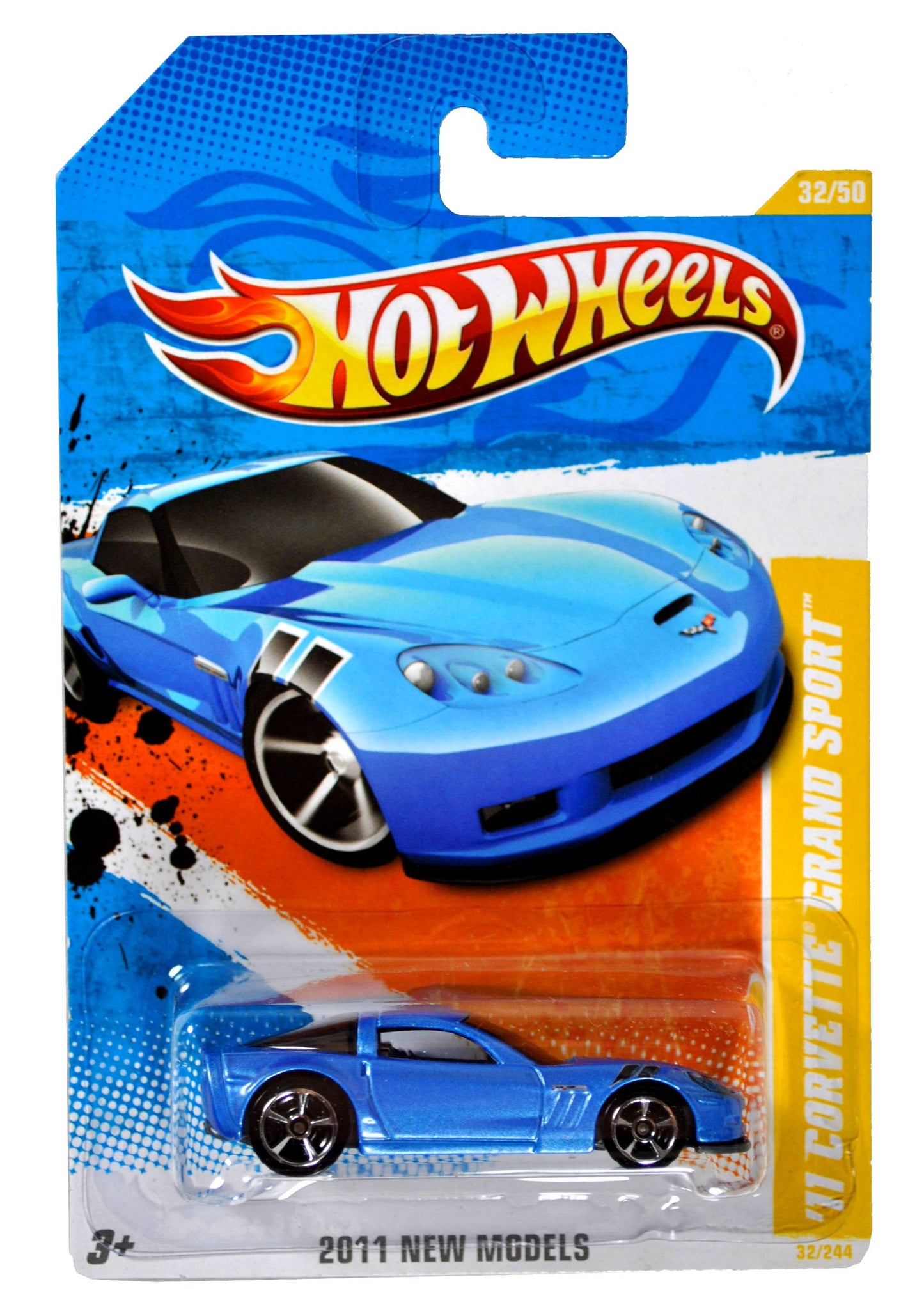 Mattel Year 2010 HotWheels "2011 NEW MODELS" Series Set (32/50) 1:64 Scale Die Cast Car (32/244) - Blue Sports Coupe '11 CORVETTE GRAND SPORT (V0035)