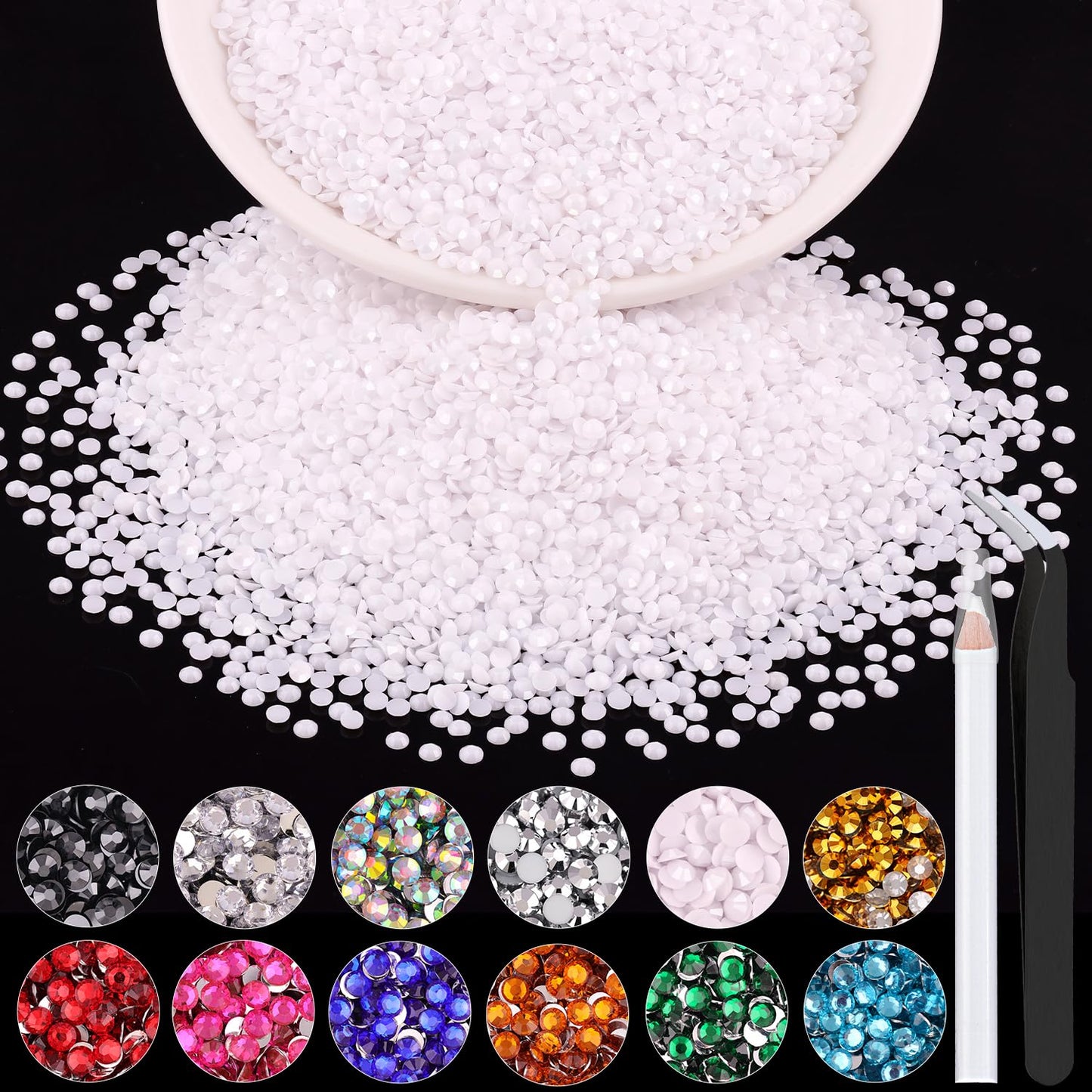 5000PCS 2mm Resin Rhinestones in Bulk (White), Bedazzling Flatback Crystals for Crafts DIY Nail Decoration, Gems Charms for Tumbler Shoes Clothing Beauty and Personal Care BELLEBOOST Default Title